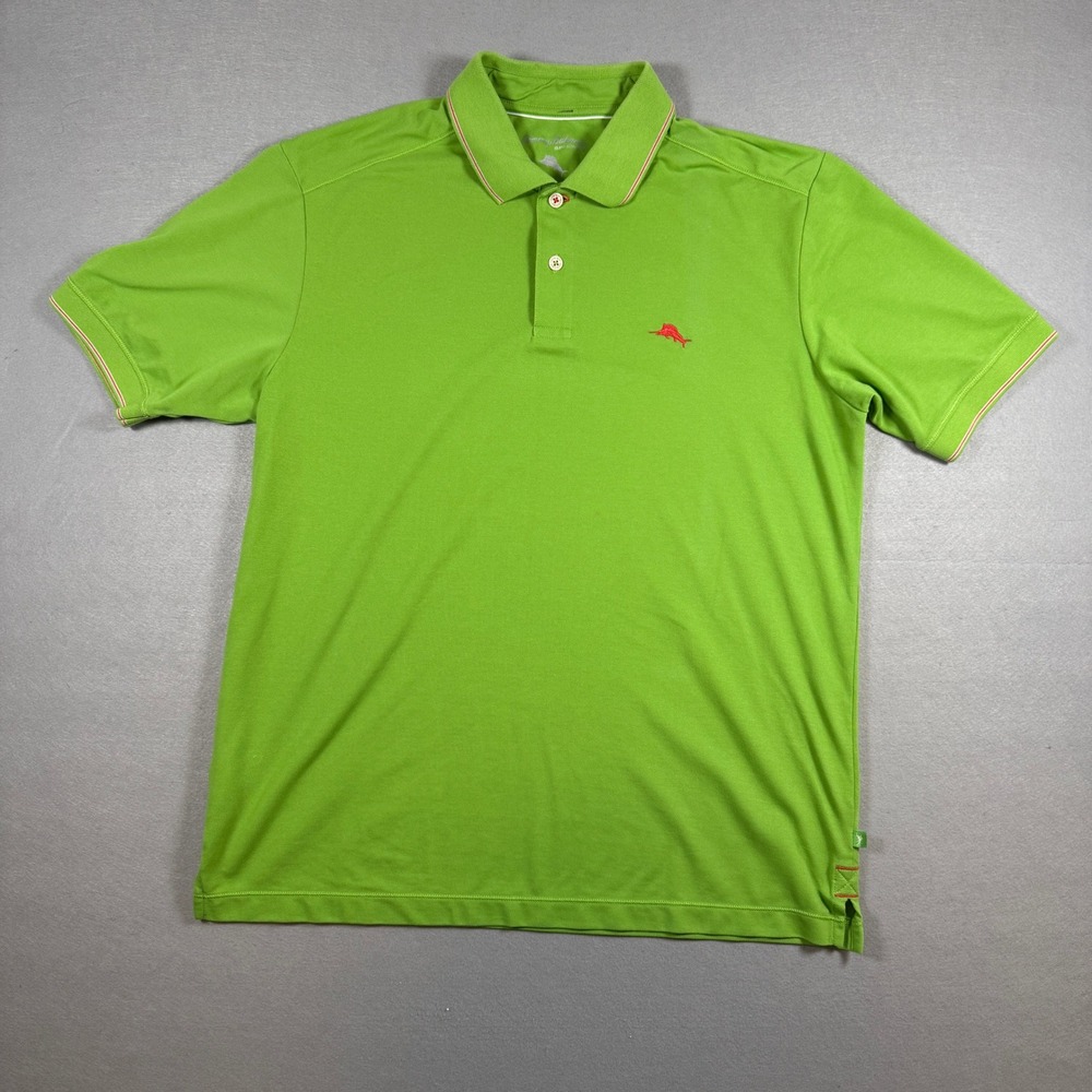 Tommy Bahama Mens Polo Shirt Island Large Modern Fit Green Logo - Picture 2 of 9